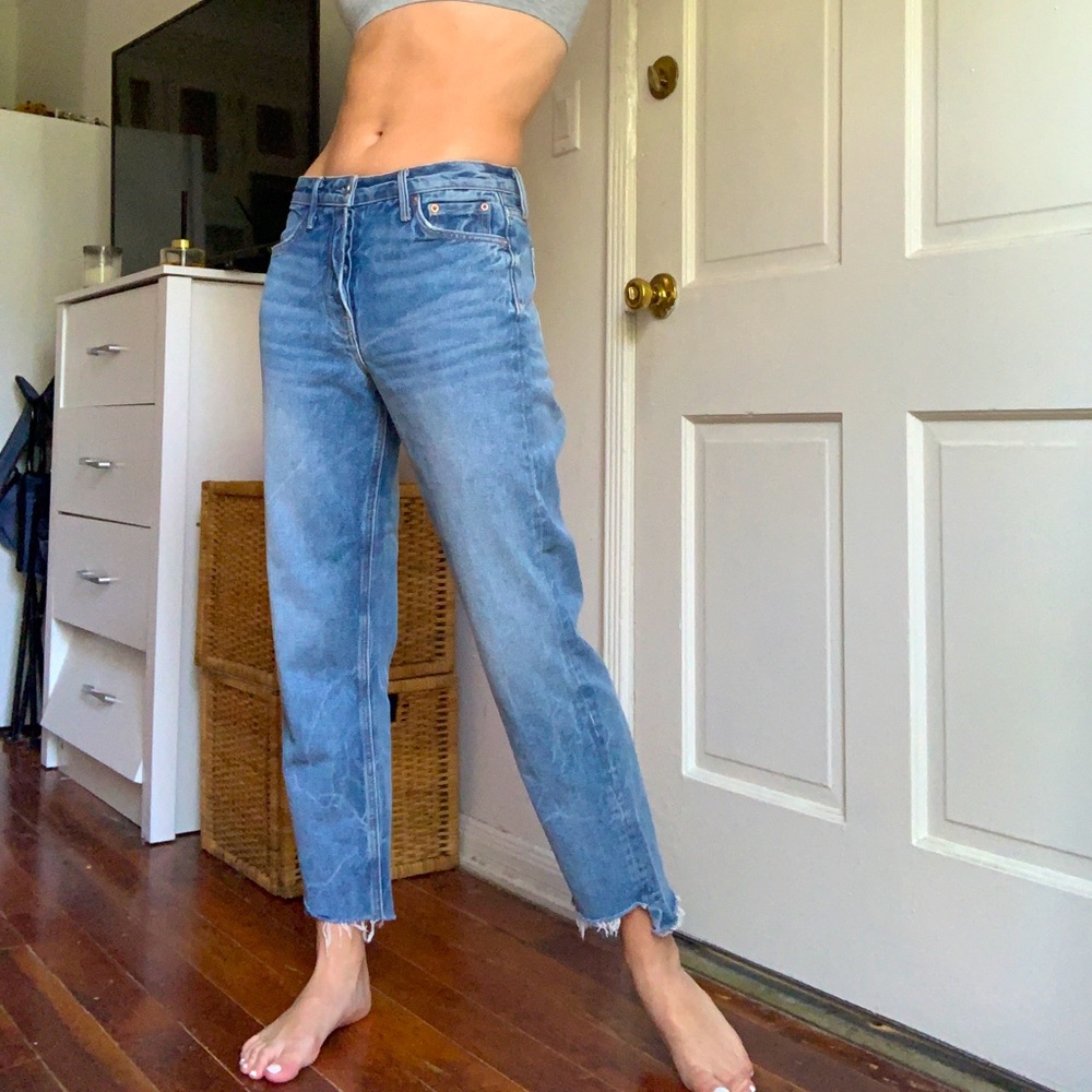 Grlfrnd denim mid rise mom jeans